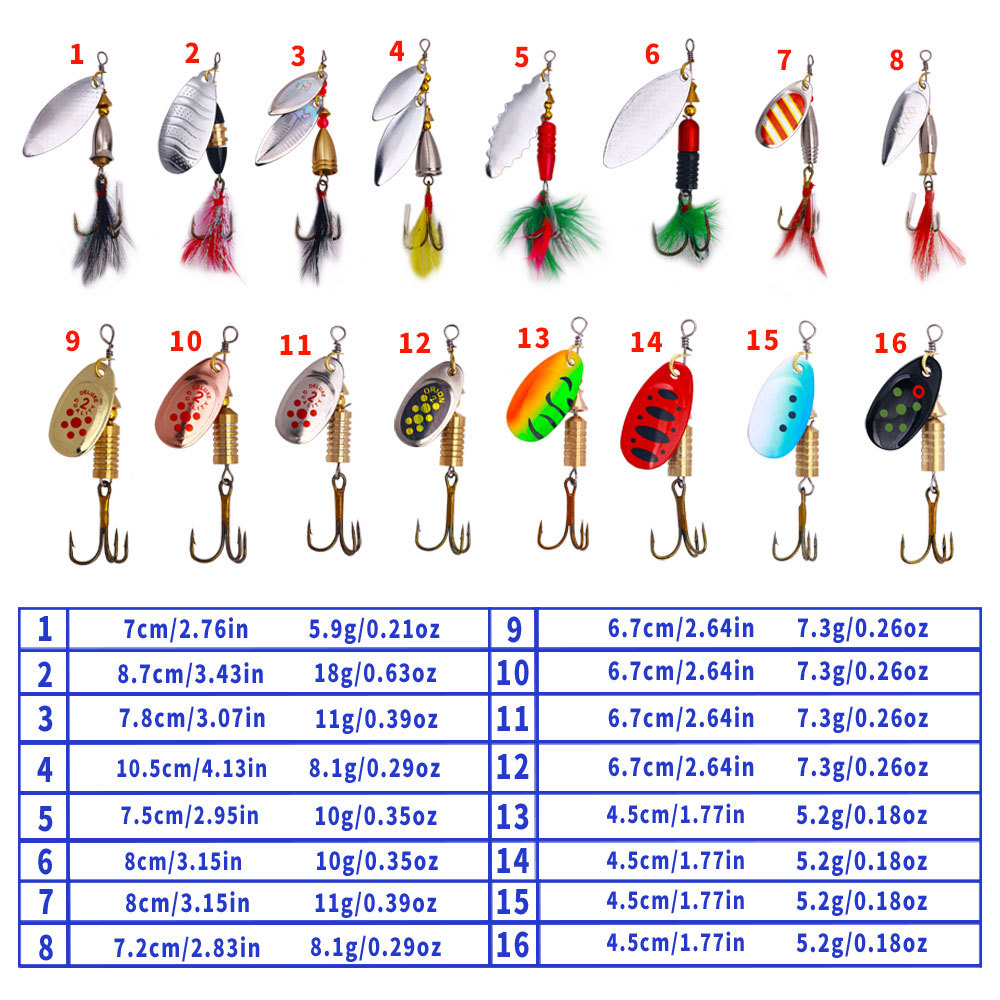 Fishing Lure Spoon - 16 adet acemi Metal kaşık balıkçılık