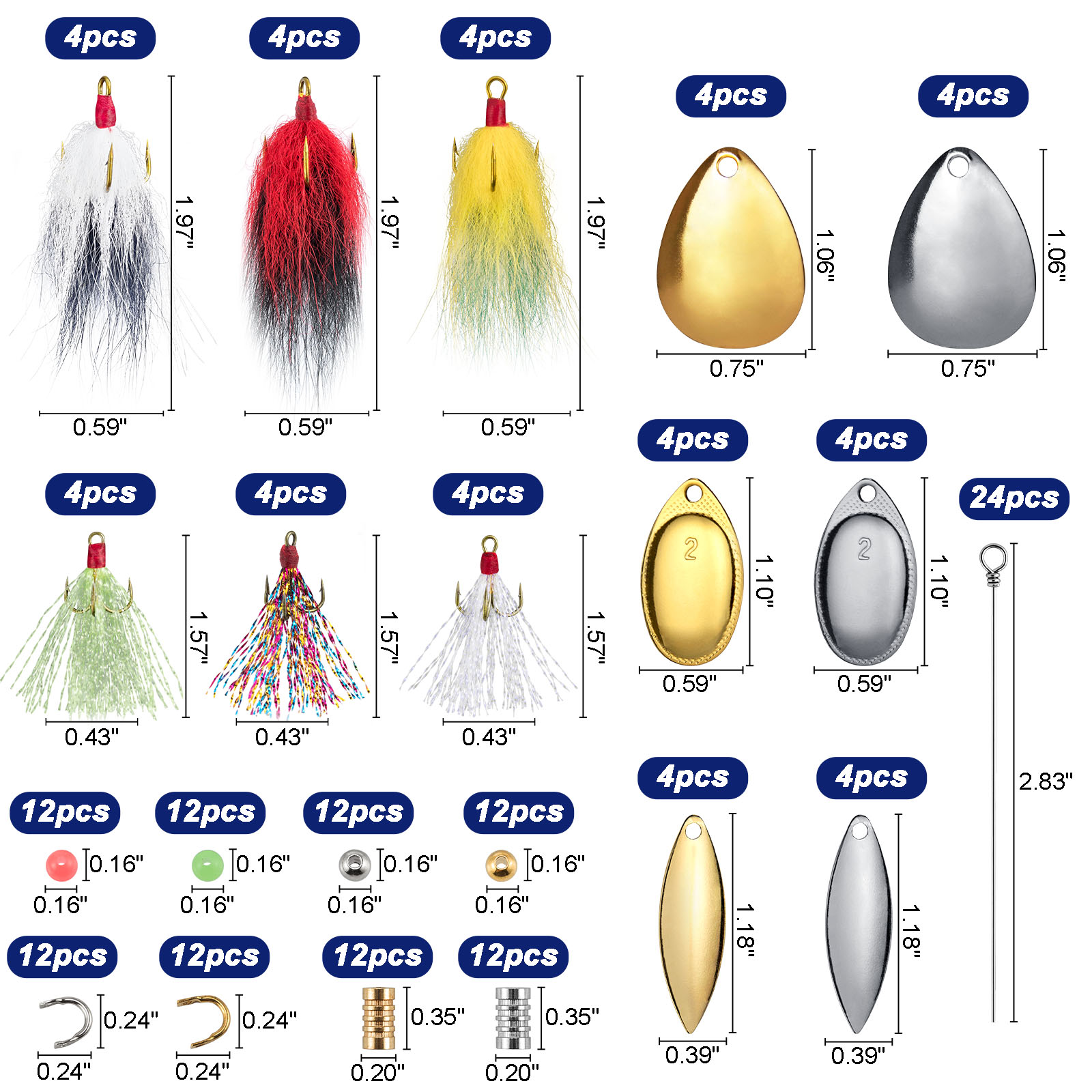 168 adet/kutu Inline Spinner Y - Fishing Lure Making Kit incelemesi ve fiyatı